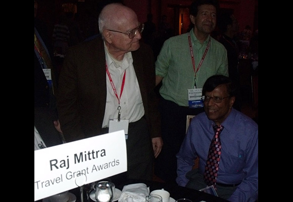 R. F. Harrington (L) present in RMTG Awards Table with Raj Mittra (R), the moment captured by Debatosh